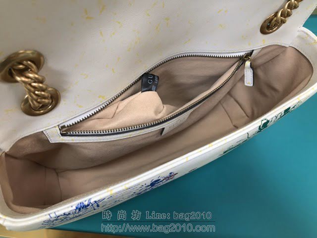 Gucci古馳包包 G家新款女包 443496 古奇白色米奇全皮大號女包 Gucci肩背斜挎包 gdj1481